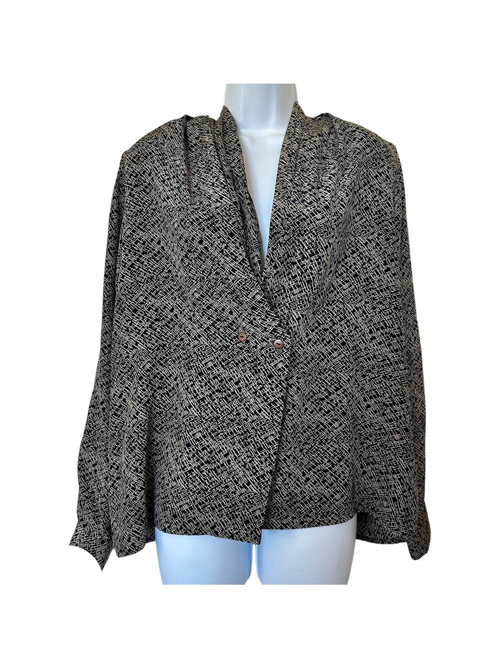 Vintage Spenser Jeremy Thin Lightweight Silk Jacket Black Beige Size Large